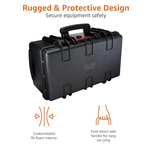 Amazon Basics Hard Protective Camera Case with Wheels, Large, Black, 22"L x 14"W x 9.8"H - size: Large