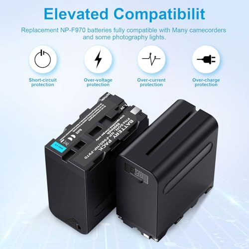 4&6 Pack NP-F970 Batteries 8900mAh and 4/6-Channel Charger Compatible with NP F970, F960, F950, F930, F770, F750, F570, F550, F530, F330 and Handycams, Field Monitor, Video Light (6 Channel&6 battery) - size: 6 Channel&6 battery