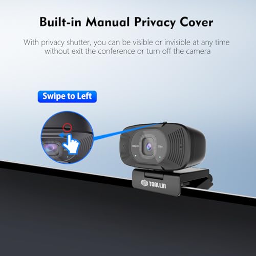 TOALLIN 1080P Full HD Webcam with Dual Microphones, Computer Web Camera, 90° Wide Angle View Without Distortion, USB Plug and Play Webcam for Video Conferencing/Online Calling/Live Streaming - style: 1080P Webcam
