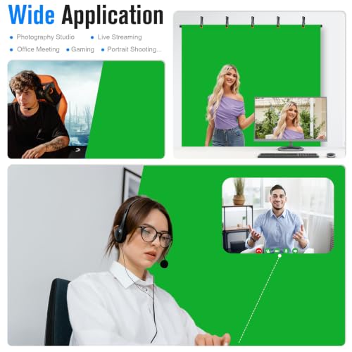 Green Screen Backdrop Kit with Stand, 8x7.2ft Green Background with Reverse Folding Base, Portable T-Shape Stand with 5 Spring Clamps, Sandbag, Carry Bag for Zoom, Streaming, Photography