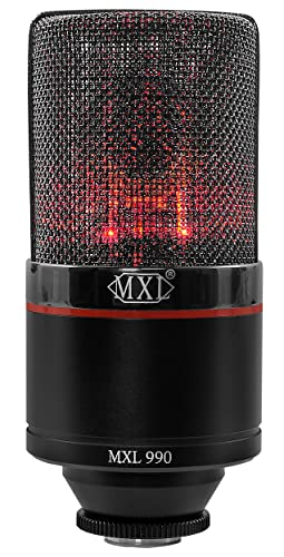 MXL 990 Condenser Microphone for Podcasting, Singing, Home Studio Recording, Gaming & Streaming | Red LED lights | XLR | Large Diaphragm (Blaze) - style: BLAZE