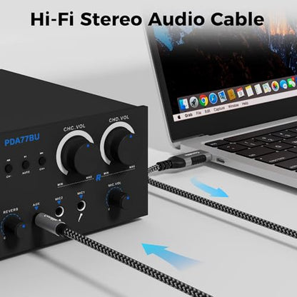 USB to 3.5mm Audio Cable 4 FT, USB A to 1/8’’ TRS Aux Jack Adapter, OFC, Nylon Braided, Gold-Plated Connector, for PC, Laptop, Speaker, PS5/4 Windows, Headphones, Not for Recording and Microphone - size: 4FT