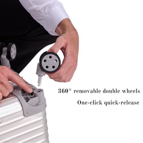 Full Aluminum Rolling Camera Bag 18" Carry on | Detachable wheels, TSA locks, adjustable dividers, lightweight aluminum luggage, fits 17" laptop for commercial photography