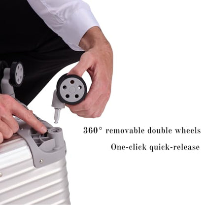 Full Aluminum Rolling Camera Bag 18" Carry on | Detachable wheels, TSA locks, adjustable dividers, lightweight aluminum luggage, fits 17" laptop for commercial photography
