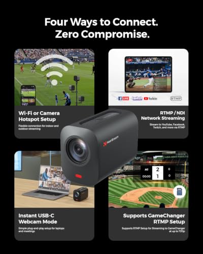 NearStream 3-Pack Live Streaming Camera 2K, Streaming Webcam with 40X Hybrid Zoom, 8-MEMS Mic with Noise Canceling, 6H Battery, Camera for Streaming on YouTube/Twitch/Facebook/Rtmp, App Control
