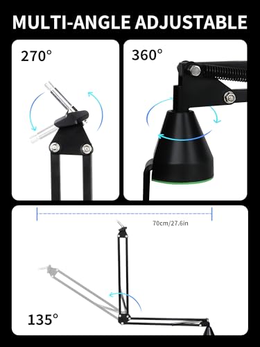 Low Profile Mic Boom Arm - YOUSHARES Boom Arm for Blue Yeti Fifine AM8 K688 QuadCast SoloCast AT2020, Adjustable Low Profile Microphone Arm for Podcast Streaming Gaming Studio - color: Low Profile Mic Boom Arm Set C