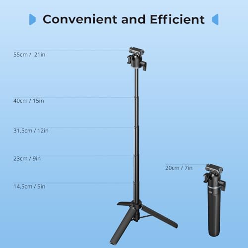 SmallRig Action Camera Selfie Stick Tripod, 7.8-21.6in Extendable, 360° Ball Head, Cold Shoe Mount, Detachable Adapter Only for DJI Action 5 Pro/4/3 (Not for Action 6), 1/4-20" Screw for Webcam - 5435 - style: for DJI action camera (5 Pro/4/3)