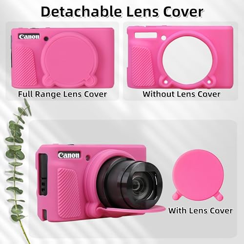 Camera Case for Canon PowerShot SX740/ SX730 Digital Camera,SX740 HS Case, Soft Silicone Protective Case Removable Lens Cover,Comes with 2 Screen Protectors and 1 Wrist Strap. (Peach Red) - color: Peach Red