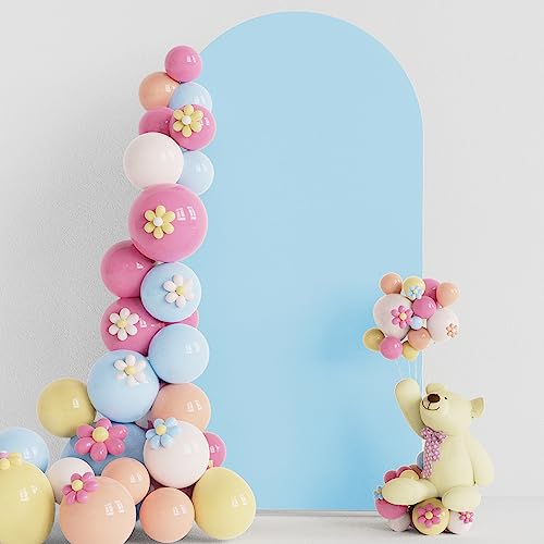 Putros Wedding Arch Cover 6.6FT Dusty Blue Spandex Fitted Round Top Chiara Backdrop Stand Covers for Wedding Birthday Party Decoration - color: Dusty Blue, size: 6.6FT