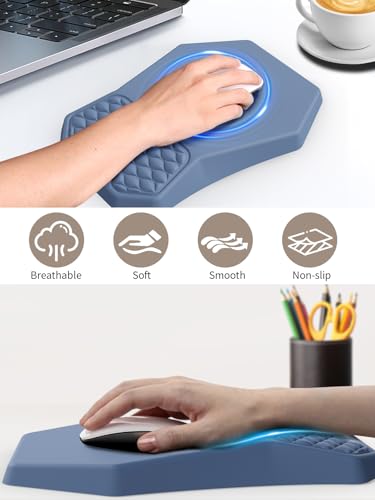3-in-1 Ergonomic Keyboard Stand with Wrist Rest & Mouse Pad Set, Comfy Keyboard Riser Holder Soft Mousepad with Massage Design, Memory Foam and Non-Slip PU Base for Pain Relief, Blue - color: Blue