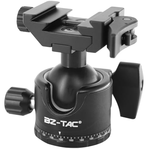 BZTAC Low Profile Shooting Camera Tripod 35mm Ball Head 2 in 1 Ball Head Compatible with Arca or Picatinny Quick Release Plate 3/8" Thread Mount 360 Panorama Rotation for Tripod Camera