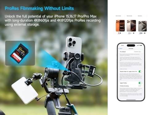 Feiyu Phone Video Rig Pro for iPhone 17/16/15 Pro & Pro Max – ProRes 4K Cage with Active Cooling, 1300mAh Battery, USB-C Expansion – Professional Smartphone Video Rig for Filmmaking & Vlogging