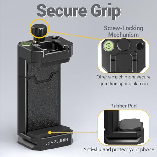 Tripod Phone Mount Holder with Sliding Cold Shoe,Universal Smartphone Mount Adapter with 1/4" Standard Screw&& Arca Swiss Quick Release Plate,Phone Tripod Mount Support Vertical/Horizontal - color: Black