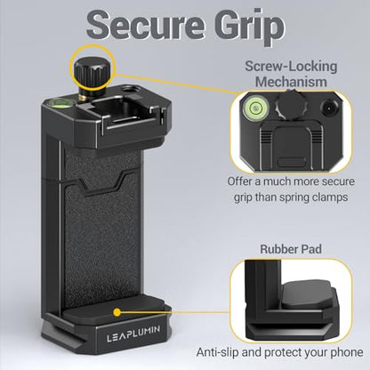 Tripod Phone Mount Holder with Sliding Cold Shoe,Universal Smartphone Mount Adapter with 1/4" Standard Screw&& Arca Swiss Quick Release Plate,Phone Tripod Mount Support Vertical/Horizontal - color: Black