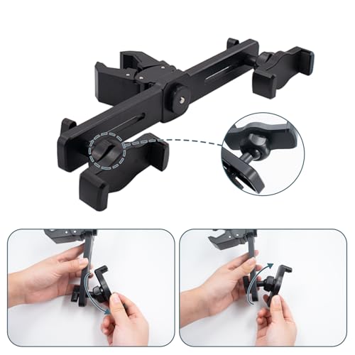 SnowTing Universal Dual Phone Holder with Crab Clamp, 360° Rotation Adjustable Clip Stand Smartphone Tripod Mount Adapter for Vlog Live Streaming Video Recording Selfie - style: Dual Phone Holder