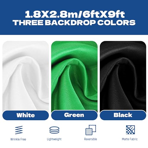 Photography Softboxes Kit with 6.6x10ft Backdrop Stands, 5 Tripod Stands, 3 Color Background Screen, Softbox with 85W Led Bulb, Photo Studio Equipment for Video Shoot, Product & Portrait