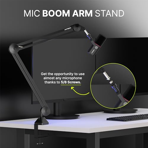 IXTECH Microphone Boom Arm Stand, Heavy Duty Adjustable Mic Stand with Cable Ties, Desk Mount Arm Stand for Gaming Streaming Podcasting. - color: MI06 LARGE