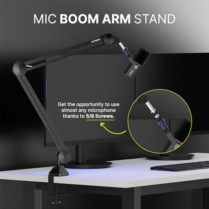 IXTECH Microphone Boom Arm Stand, Heavy Duty Adjustable Mic Stand with Cable Ties, Desk Mount Arm Stand for Gaming Streaming Podcasting. - color: MI06 LARGE
