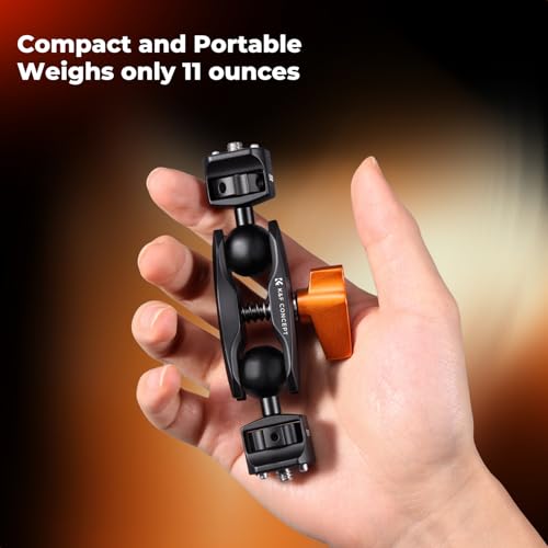 K&F CONCEPT Dual Ball Heads Magic Arm, Articulating Magic Arm with 1/4"-20 Screw, 360° swivelling Ball Head, Aluminum Alloy Camera Monitor Mount Arm