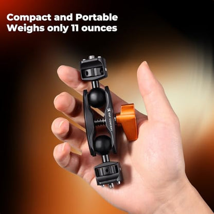 K&F CONCEPT Dual Ball Heads Magic Arm, Articulating Magic Arm with 1/4"-20 Screw, 360° swivelling Ball Head, Aluminum Alloy Camera Monitor Mount Arm