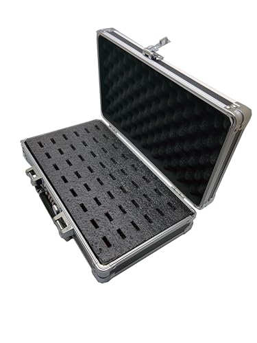Aluminum USB Drive Organizer Case, 48 Slots, Handle, Combination Lock | Large flash drive holder with combination lock stores up to 48 USB drives for transport