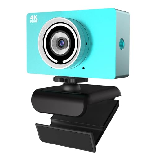 4K UHD Webcam with Microphone, Auto Focus Streaming Web Camera, Noise Canceling Mic, Auto Light Correction, USB Plug & Play Privacy Cover Webcam for PC Laptop Desktop Zoom Meeting Gaming - color: 4K-Ocean Mint