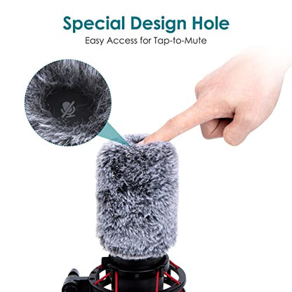 YOUSHARES QuadCast Microphone Windscreen, Furry Wind Cover Microphone Wind Shield Compatible with HyperX QuadCast Mic and HyperX QuadCast S microfono for Filter Ambient and Breathing Winds