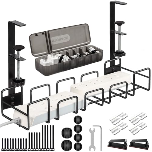 OneLeaf Under Desk Cable Management Tray - No Drill Wire Management Rack for Office, Computer Desk Accessories with Cable Organization - size: 1 Pack - Medium