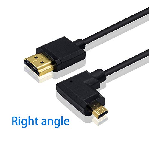 Duttek Extreme Slim Micro HDMI to HDMI Coiled Cable, Right Angled HDMI to Micro HDMI Cable 4K@60Hz 18Gpbs for Camera Monitors, Capture Cards + More,1080P, 4K@60Hz, HD, 3D 1FT-4FT - size: Right Angled 1.2M