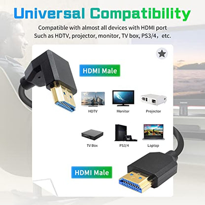 Duttek 90 Degree HDMI Coiled Cable 8K, Extreme Thin Down Angled HDMI Male to Male Coiled Cable, Short HDMI Cable High Speed 48Gbps Support 8K@60Hz 4K@120 for TV/Xbox /PS4 /PS5 4FT/1.2M - style: Down Angle HDMI Male to Male