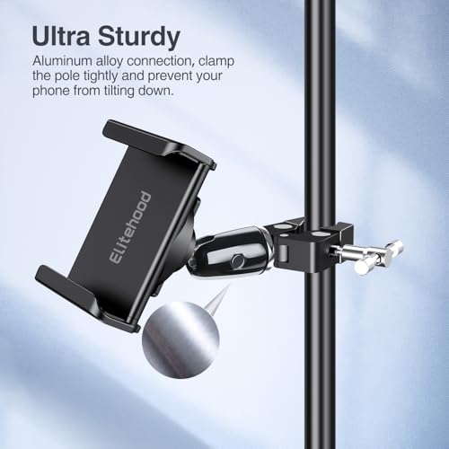 elitehood 360 Swivel Tilt Phone Holder and Mount, Adjustable for Music Boom Mic and All iPhone, Android Cell Phone - style: Front Mount