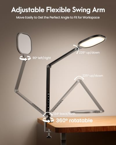 LitONES Remote LED Desk Lamp with Clamp – Professional Home Office Lighting for Zoom Meeting/Video Call/Reading, 2000LM Eye-Caring Dimmable Light with 30 Light Modes, Memory, Timer, CRI 97.8