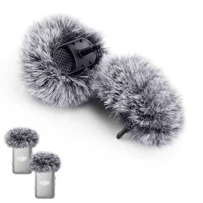 2-Pack Windscreen Compatible with DJI Mic 2 Transmitters/OSMO Pocket 3 - Furry Microphone Wind Muff Foam Cover (Not for DJI Mic 1), Gray - size: 3.5mm Plug x 2