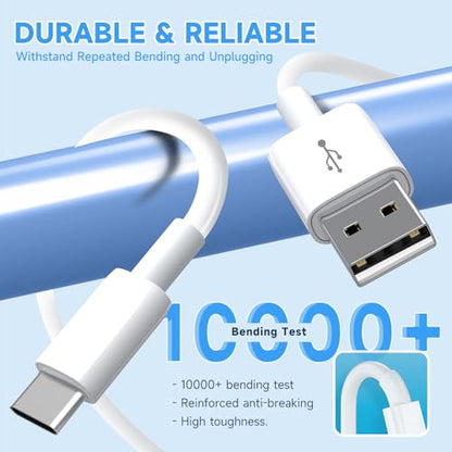 30ft/9M Long USB C Cable, Charging and Data Transfer, Durable USB A to USB C Power Charging Replacement Cord for Home Security Cameras, Phones, Switch Pro Controllers and More USB-C Devices-White - size: 30ft
