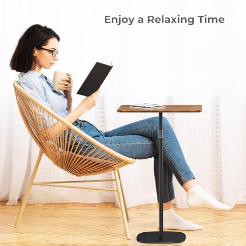 Portable Laptop Floor Stand, Bedside/Sofa Table with Height Adjustable 18''~48'', Sleek Wooden Lectern Standing Desk Mobile Podium for Home, Office, School, Black - color: Black
