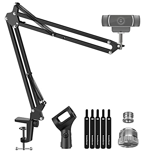InnoGear Webcam Stand, Boom Arm Mount Stand for Logitech Webcam BRIO 4K C920 C920S C922 C922x C925e C930 NexiGo N60, 1/4"-3/8" and 3/8"-5/8" Screw for Blue Yeti Snowball Yeti Nano and Other Mics - style: Webcam Boom Stand
