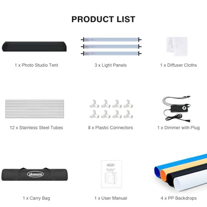 Photo Light Box, 39 inch Photography Light Box with 210 LEDs Lights & 4 Color Backgrounds Professional Dimmable Shooting Tent Kit for Large Product Photography - size: 39*39 inch