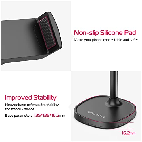 ULANZI Cell Phone Stand Mount for Desk, Vijim HP004 Adjustable Height & Angle Phone Holder, 360 Degree Rotating Desktop Phone Stand Compatible with iPhone, Samsung and All Phones - color: BLACK