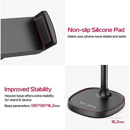 ULANZI Cell Phone Stand Mount for Desk, Vijim HP004 Adjustable Height & Angle Phone Holder, 360 Degree Rotating Desktop Phone Stand Compatible with iPhone, Samsung and All Phones - color: BLACK