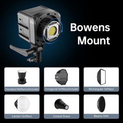 GVM SD80D 80W LED Video Light Kit with Softbox, Bowens Mount, CRI97+, 2700K-7500K Color Temperature, APP Control, and Tripod Stand for Video and Wedding Shooting - size: 80W