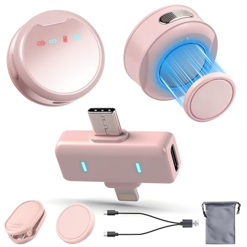 Wireless Lavalier Microphones for iPhone/Android/iPad, Mini Microphones with Noise Reduction, 2.4GHz, Magnetic Clip, Lapel Mics Wireless for Video Recording, Streaming, Vlogging, YouTube Tiktok, 131FT - color: Pink