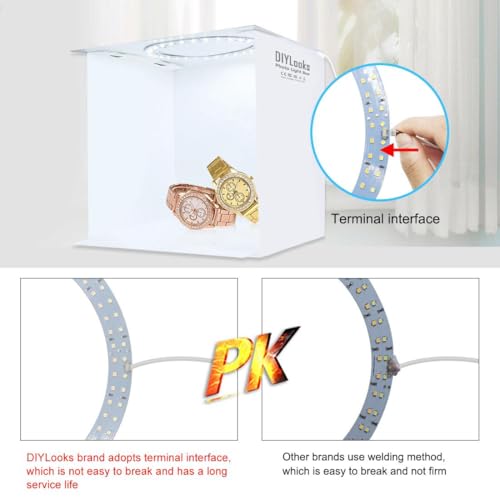 23cm Ring LED Panel Folding Portable Light Photo Lighting Studio Shooting Tent Box Kit with 6 Colors Backdrops (Black, White, Yellow, Red, Green, Blue), Unfold Size: 24cm x 23cm x 23cm