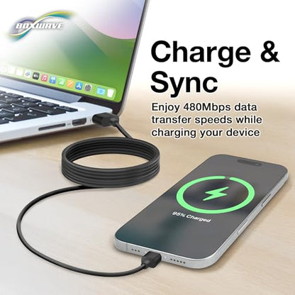 BoxWave Cable Compatible with DJI Smart Controller - DirectSync - USB 3.0 A to USB 3.1 Type C, USB C Charge and Sync Cable - 6ft - Black