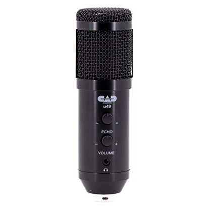 CAD Audio U49 USB Large Format Side Address Studio Microphone with Headphone Monitor and Echo,Black - style: U49