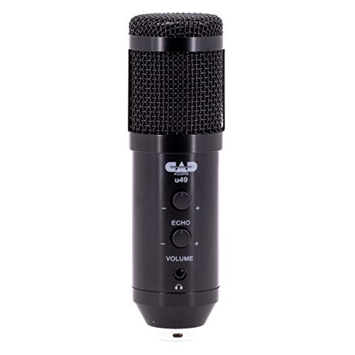 CAD Audio U49 USB Large Format Side Address Studio Microphone with Headphone Monitor and Echo,Black - style: U49