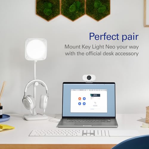 Elgato Neo Stand, Desk Mount for Key Light Neo | Weighted base, Adjustable height and tilt, Integrated headset holder, Recycled plastic, Clean white finish - style: Neo Stand