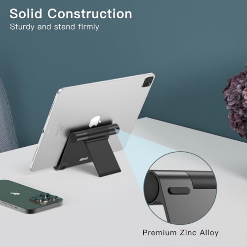 JETech Tablet Stand, Adjustable Portable Desktop Holder, Foldable Dock for iPad/iPad Pro/Air/Mini, Galaxy Tab A8/A7 Lite/A7/S8/S7, Kindle, Tab/Phones(4-11"), Black - color: Black