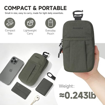 AMBITFUL Compact Sports Camera Bag, Shoulder Strap Storage Case, 3.94 x 1.57 x 7.09 inches, Compatible with Phones, Compact Cameras, Power Banks, Headphones, Black (Hang U1) (Green) - color: Green