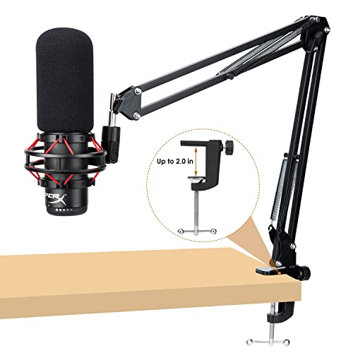For HyperX Quadcast Boom Arm - Upgraded Mic Stand with Reduce Wind Noises Mic Cover, Adjustable Scissor Mic Arm for Hyperx QuadCast S, 3/8" to 5/8" Adapter Compatible with Most Microphone - color: HyQC Mic Stand