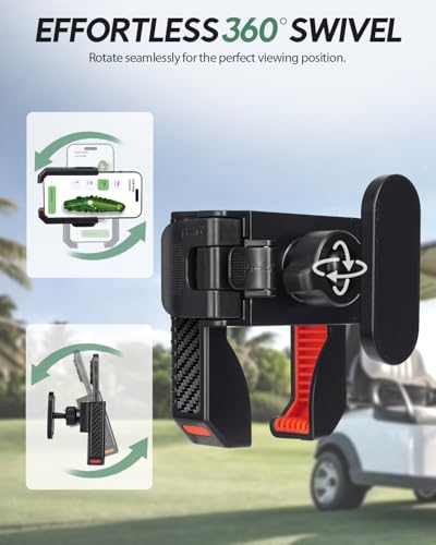 Magnetic Golf Cart Phone Holder, 360° Rotation Golf Cart Magnetic Phone Mount for Cellphone, Golf Cart Accessory & Great Gift, Strong N52 Magnets, Universal Fit, Red (1PCS)